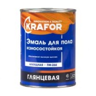 Эмаль ПФ-266 для пола Krafor, алкидная, глянцевая Эмаль ПФ-266 для пола Krafor, алкидная, глянцевая