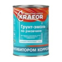 Грунт-эмаль по ржавчине 3 в 1 Krafor, алкидная, глянцевая