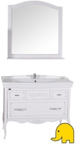 Комплект мебели для ванной Модерн 105 (Белый Патина серебро) ASB-Woodline