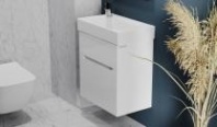 Тумба Brik 55 подвесная Белая Raval + раковина Слим Синерджи 55