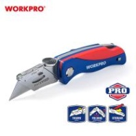 Нож пистолетный Workpro, трапециевидный складной, 6 запасных лезвий Нож пистолетный Workpro, трапециевидный складной, 6 запасных лезвий