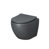 Унитаз GR-4455GMS Color (495x365x375) СЕРЫЙ МАТОВЫЙ подвесной безободковый с тонкой крышкой Grossman